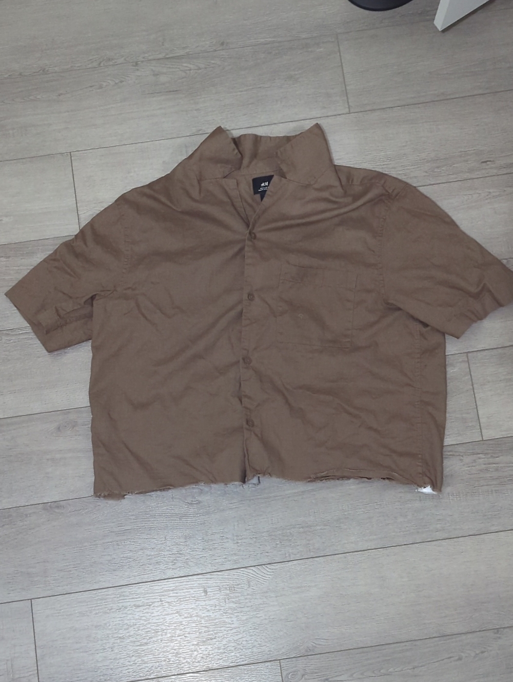 H&M Taupe Short-Sleeve Shirt Jacket